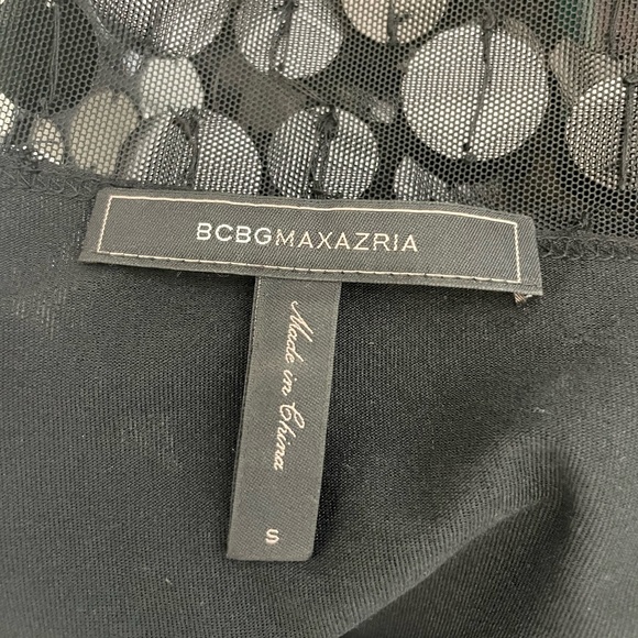 BCBG black mini dress with sheer long sleeves and oversized sequins size S - Picture 4 of 4